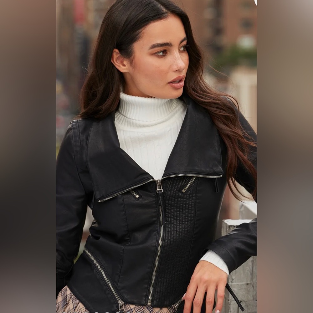Lulus Up on a Tuesday Black Vegan Leather Jacket (Medium)